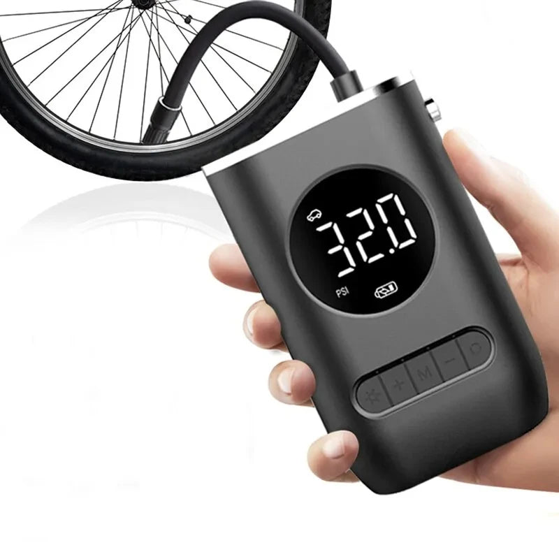 Bomba de Ar Pneu de Carro Mini Inflator Portátil Életrico sem Fio para Moto Carro Bicicleta