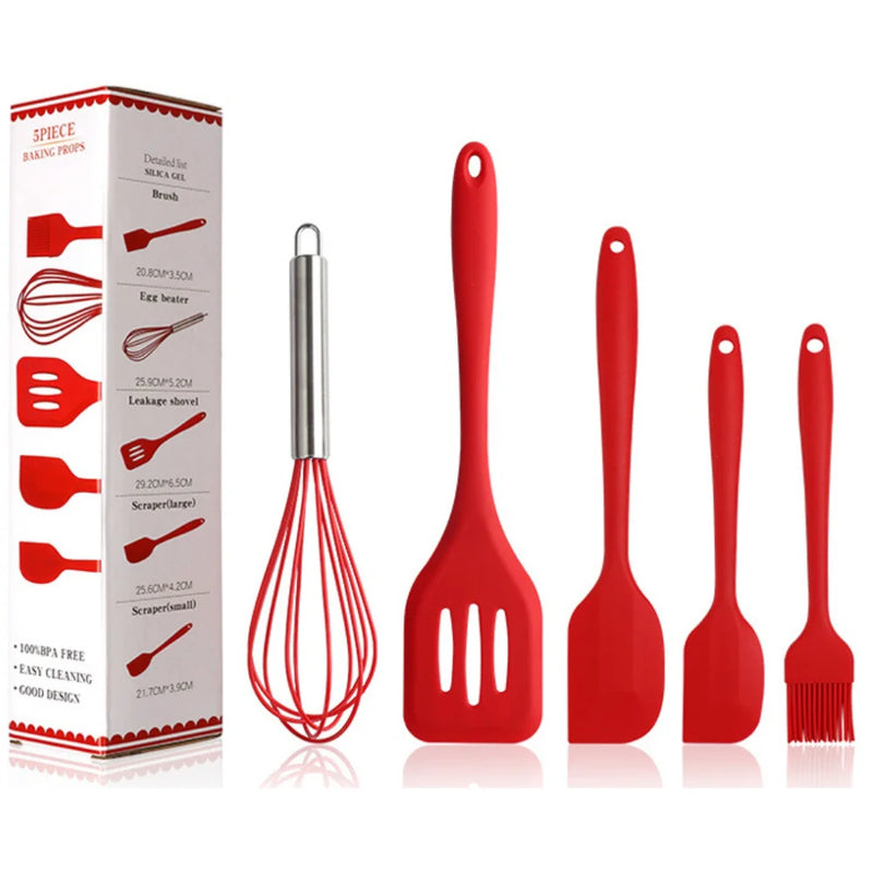 Kit 5 Utensílios de Cozinha - Cores Diversas - Design Resistente e Moderno