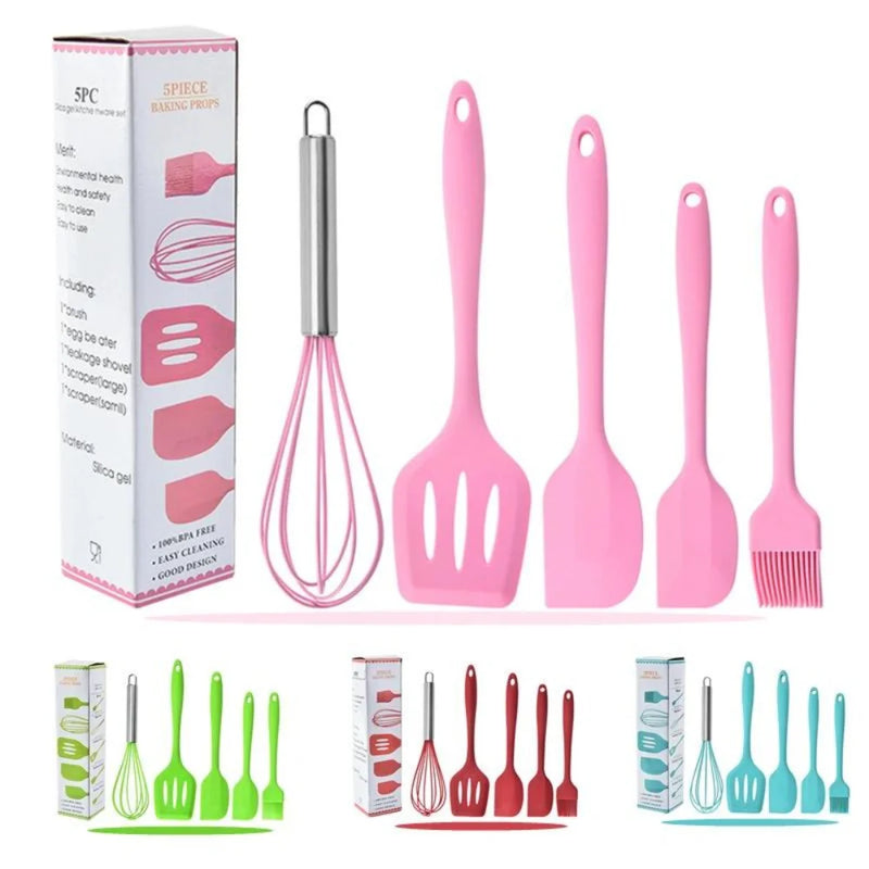 Kit 5 Utensílios de Cozinha - Cores Diversas - Design Resistente e Moderno