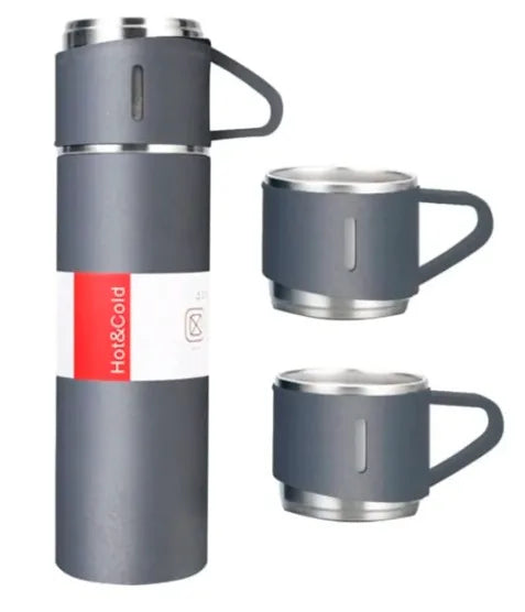 Conjunto Frascos a Vácuo em Aço Inox, Garrafa 500ml, Embalagem Presente, Fit para Café, Chá