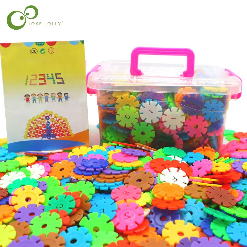 Conjunto de Blocos de Construção Snowflake para Educação Infantil, 60/100/200 peças, Quebra-Cabeça de Plástico para Bebês, Blocos de Montar para Crianças, Brinquedos DDJ