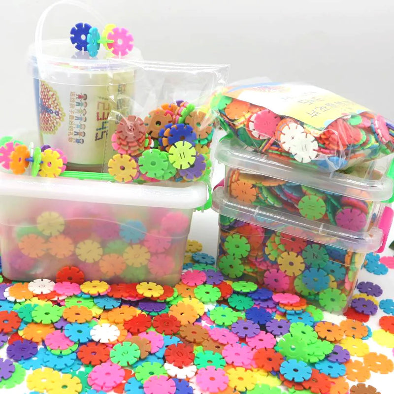 Conjunto de Blocos de Construção Snowflake para Educação Infantil, 60/100/200 peças, Quebra-Cabeça de Plástico para Bebês, Blocos de Montar para Crianças, Brinquedos DDJ