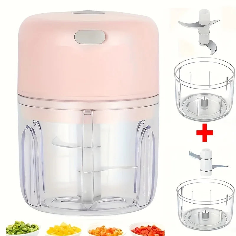 Processador Elétrico de Alimentos para Cozinha, Mini Amassador de Alho, Triturador USB Portátil, Moedor de Carne, Picador de Legumes para Utensílios de Cozinha.