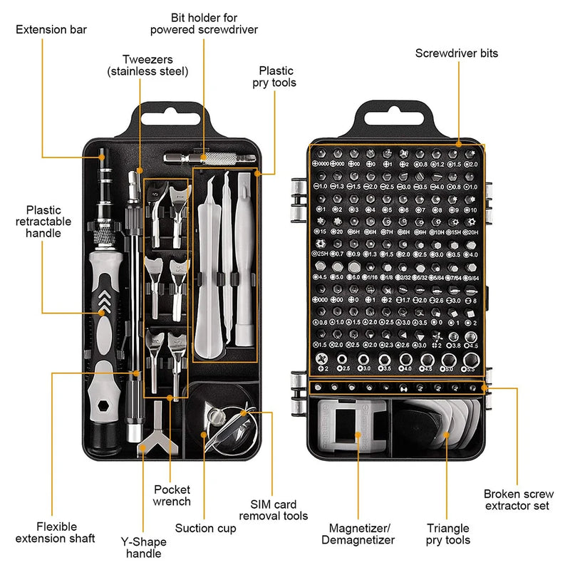 Conjunto de chave de fenda magnética torx phillips, kit de brocas wozobuy com removedor de chave elétrica, ferramentas para reparo de telefone e pc