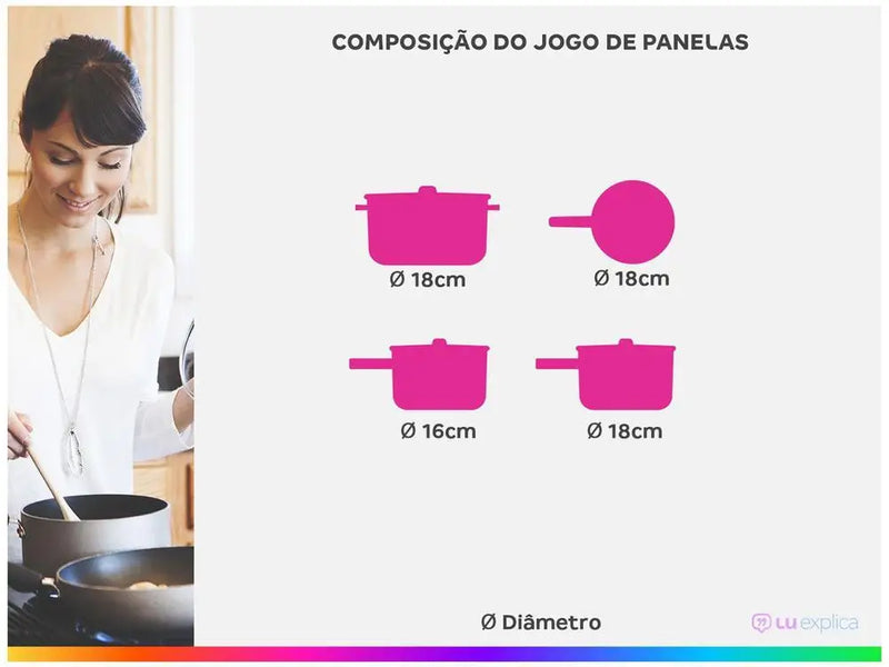 Conjunto de Panelas de Cozinha Eirilar em Alumínio com Revestimento Antiaderente