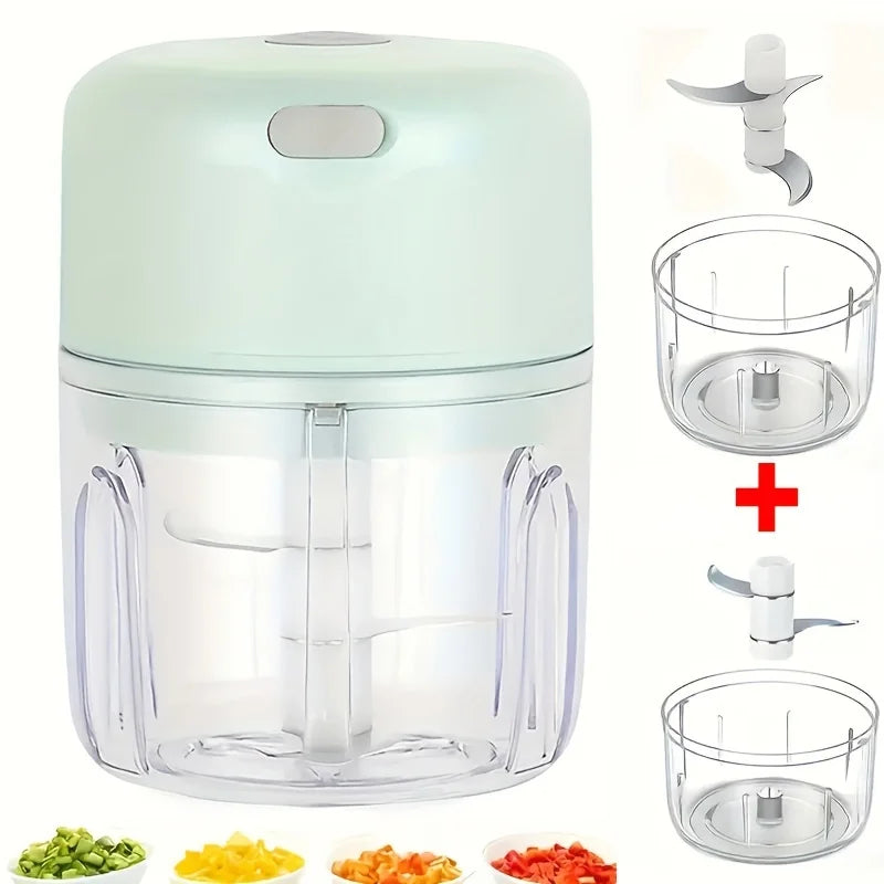 Processador Elétrico de Alimentos para Cozinha, Mini Amassador de Alho, Triturador USB Portátil, Moedor de Carne, Picador de Legumes para Utensílios de Cozinha.