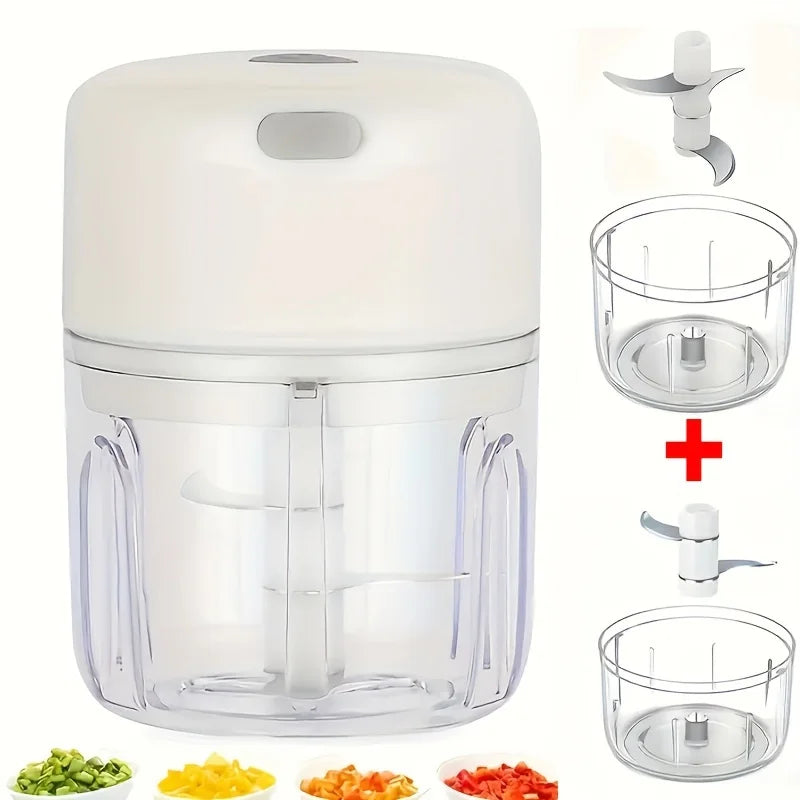 Processador Elétrico de Alimentos para Cozinha, Mini Amassador de Alho, Triturador USB Portátil, Moedor de Carne, Picador de Legumes para Utensílios de Cozinha.